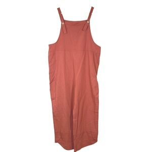 Wide Leg Jumpsuit Womens L/XL Rust Orange Overalls Cottagecore Homestead Flowy